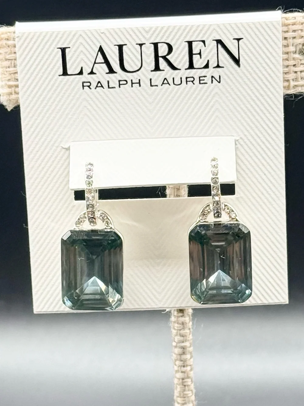 Lauren Ralph Lauren Silver-Tone Green Stone Drop Earrings